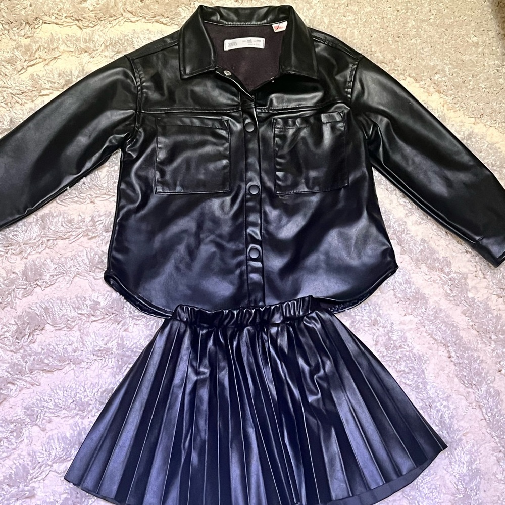 Zara skirt n shirt leather set